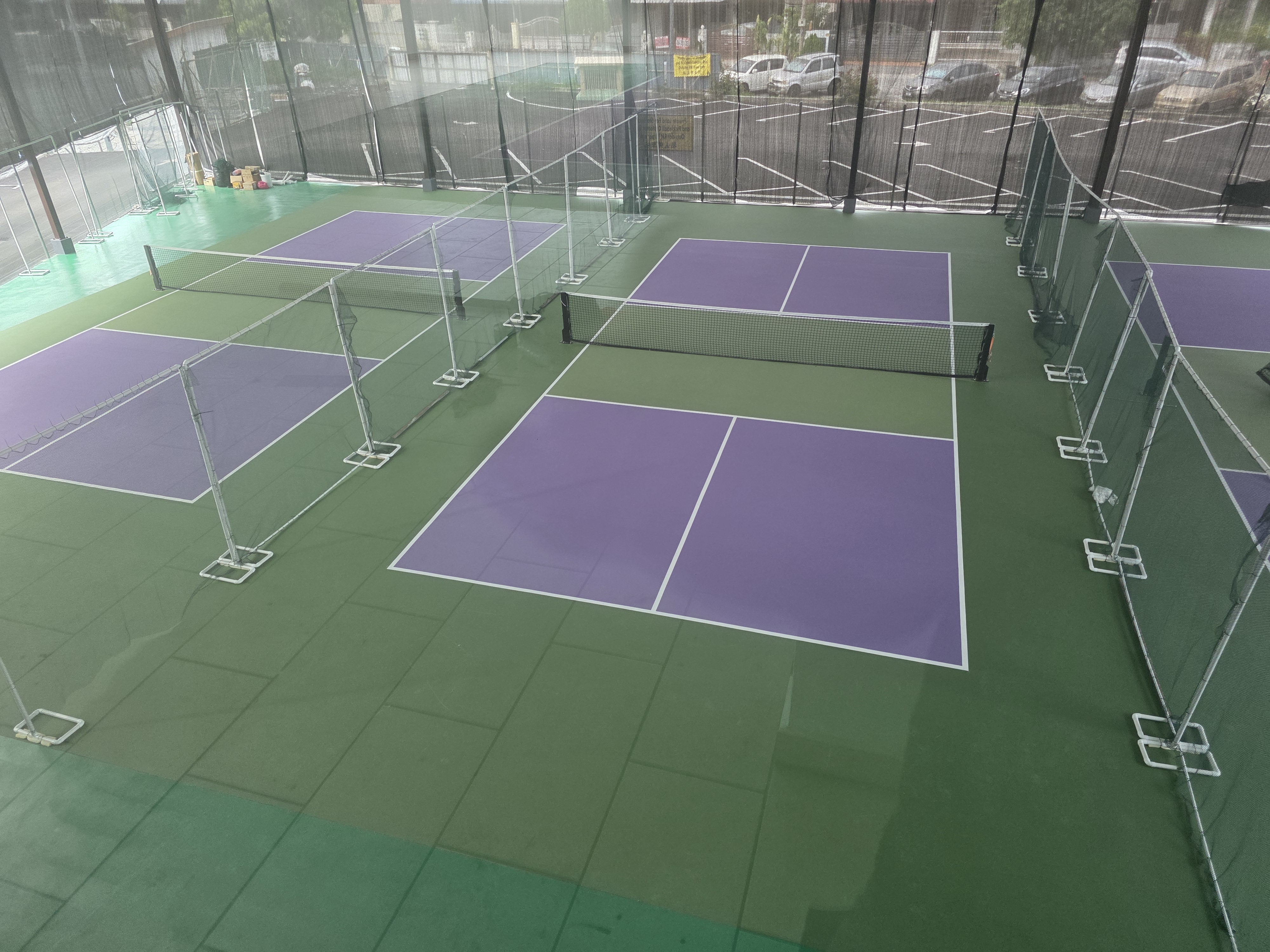 Overhead view of courts